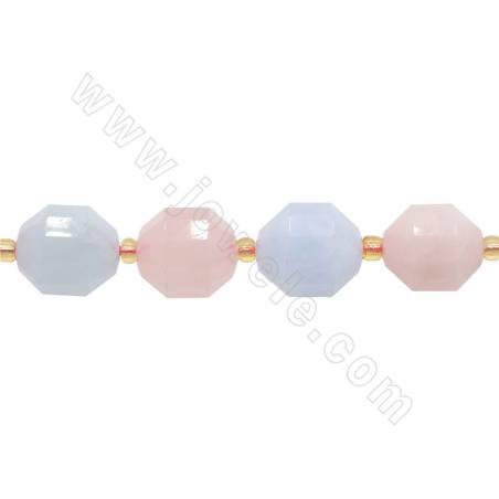 Natural Morganite Beads Strand Faceted Prismatic Size 9x10mm Hole 1.5mm About 32 Beads/ Strand 15~16"
