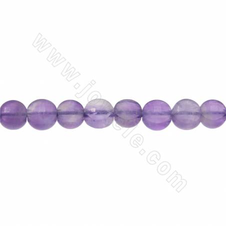 Rouleau de perles d'améthyste naturelle Faceted Flat Round Diamètre 4 mm Trou 0.8 mm 15~16"/cordeau