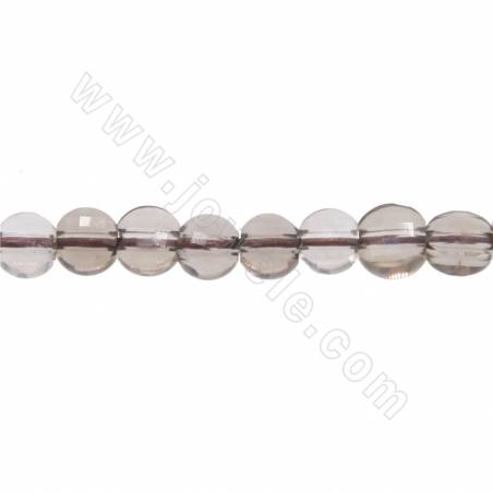 Perline di quarzo fumé naturale sfaccettate rotonde piatte diametro 4 mm foro 0,8 mm 15~16"/filo