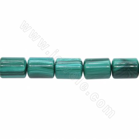 Collier de perles de malachite naturelle taille cylindre10x13mm trou 1.5 mm 15~16"/cordeau