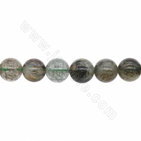 Collier de perles de tourmaline verte naturelle ronde diamètre 9 mm trou1.5mm 15~16"/cordeau
