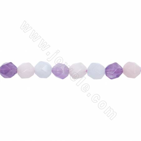 Natural Mix Color Quartz Beads Strand Faceted Star Cut 7x8mm Hole1.2mm 39-40cm/Strand