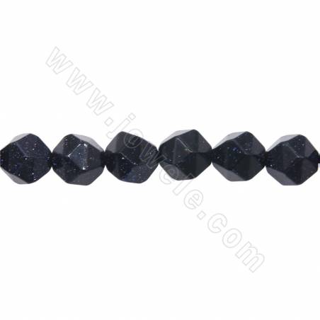 合成藍砂石串珠 切角星形 尺寸9x10毫米 孔徑1.2毫米 長度39-40厘米/條