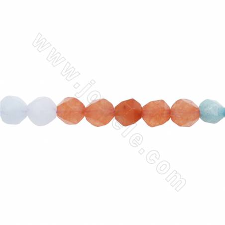 Natual mix color quartz perles strand faceted star size 6x6mm hole 1.2mm 15~16"/strand