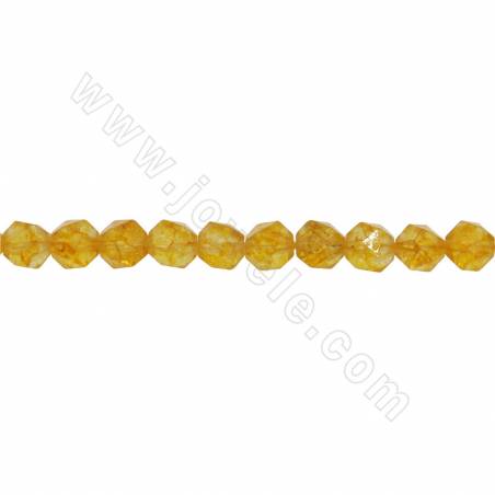 黃水晶串珠 切角星形 尺寸5x6毫米 孔徑1.2毫米 長度39-40厘米/條