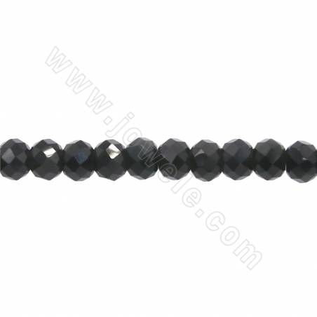 Cordon de perles d'obsidienne naturelle à facettes en forme de boulier taille 3x4mm trou1.2mm 15~16"/cordeau