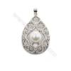 Wholesale sterling silver platinum plated pendant with inlaid zircon-D5748 25x38mm x 5pcs diameter 9mm needle diameter 0.4mm