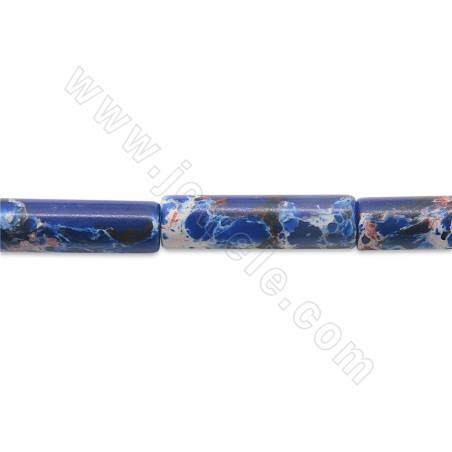 Mehrfarbig gefärbte Imperial Jasper Perlen Strang Zylindergröße 4x13mm Loch 1,2mm 28 Perlen / Strang