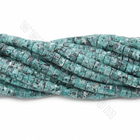 Collier de perles de jaspe teinté kiwi/sésame taille cylindrique 4x2 mm trou 1.2 mm environ 170 perles /coton