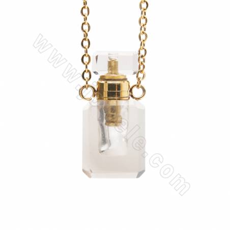 Collar de acero inoxidable con colgante de botella de perfume de Piedras semi-preciosas Tamaño10×20mm Longitud48cm 1unidad
