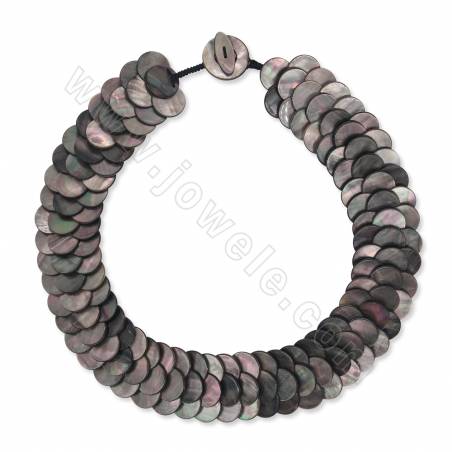 Natural grey shell necklace length 46 cm width 30 mm ×1piece