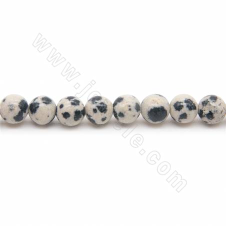 Perline naturali di diaspro dalmata in filo diametro rotondo 4 mm foro 1,2 mm 15''-16''/filare