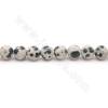 Perles de jaspe dalmatien naturel sur un fil rond diamètre 4mm trou 1.2mm 15''-16''/film