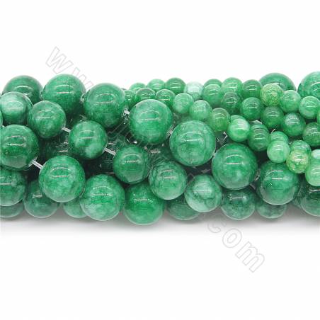 Collier de perles de jade vertes naturelles rondes diamètre 6-12mm trou 1.2mm 15''-16''/cordeau