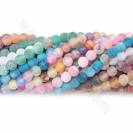 Collier de perles d'agate teintées, mattes, météorisées, rondes, diamètre 6mm, trou 1.2mm, environ 65 perles par collier