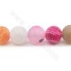 Collier de perles d'agate teintées, mattes et altérées, rondes, diamètre 10 mm, trou 1,2 mm, environ 38 perles par collier