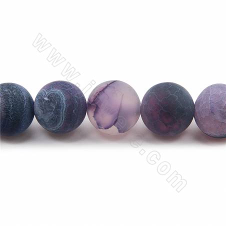Collier de perles d'agate teintées, mattes et altérées, rondes, diamètre 10 mm, trou 1,2 mm, environ 38 perles par collier