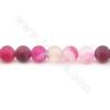 Collier de perles d'agate teintées, mattes et rayées Diamètre rond 6mm Trou 1.2mm 15~16''/coton