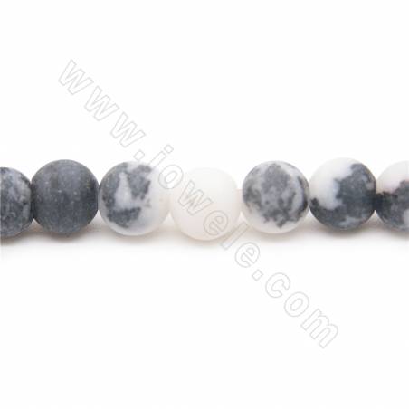 Natürliche schwarz weiße Zebra Jaspis Perlen Strang runden Durchmesser 6 mm Loch 1,2 mm ca. 65 Perlen / Strang