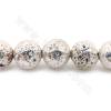 Perles de pierre de lave électrodéposées sur un fil rond diamètre 6-10mm trou 1.2mm 15~16''/brin
