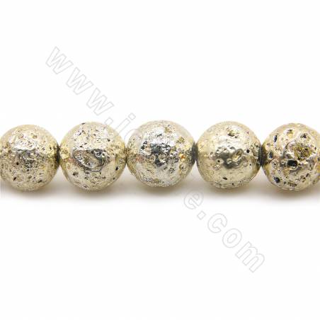 Perline di pietra lavica placcata filo rotondo diametro 6-10mm foro 1,2mm 15~16''/filo
