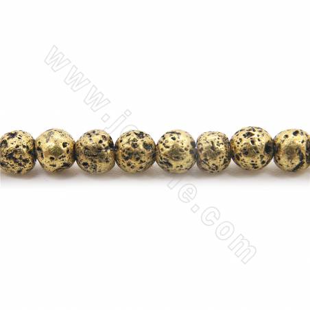 Perles de pierre de lave électrodéposées sur un fil rond diamètre 4-10mm trou 1.2mm 15~16''/brin