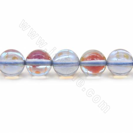 Perles de pierre de lune synthétisées, collier rond diamètre 6-10mm trou 1.2mm 15~16''/cordeau