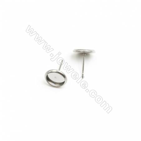 304 Stainless Steel Ear Stud Component Length 13mm Pin 0.7mm  Tray 10mm  300pcs/pack