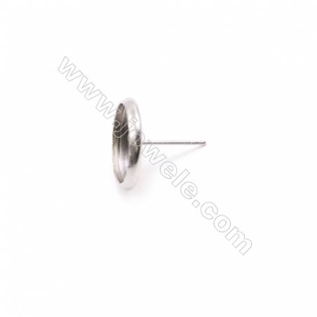 304 Stainless Steel Ear Stud Component  Length 13mm Pin 0.7mm  Tray 14mm  300pcs/pack