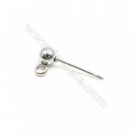 304 Stainless Steel Ear Stud Component  Size 15x4mm Pin 0.7mm  Hole 1.5mm  300pcs/pack