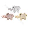 Laiton Micro Pave Cubic Zirconia Pendentif Elephant Taille 10x17mm Trou 1mm Plaqué Or/Platine/Or Rose 8 Pièces/Pack