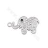 Brass Micro Pave Cubic Zirconia Pendant Elephant Size  10x17mm Hole 1mm  Gold/Platinum/Rose Gold Plated 8 Pieces  /Pack