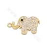 Brass Micro Pave Cubic Zirconia Pendant Elephant Size  10x17mm Hole 1mm  Gold/Platinum/Rose Gold Plated 8 Pieces  /Pack