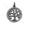 Brass Micro Pave Cubic Zirconia Pendant Tree Of Life Size16x18mm Hole 2mm  Platinum/Rose Gold/Gun Black Plated 8 Pieces/Pack