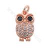 Brass Micro Pave Cubic Zirconia Pendant Owl Size  9x16mm Hole 2mm  Gold/Rose Gold/Gun Black Plated10 Pieces/Pack