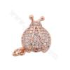 Brass Micro Pave Cubic Zirconia Pendant  Ladybug Size 11x16mm Hole 2mm  Rose Gold/Gun Black Plated 8Pieces/Pack