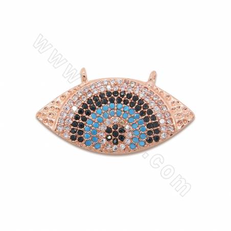 Laiton Micro Pave Cubic Zirconia Connector Eyes Taille15x26mm Trou 1mm Or/Platine/Or Rose/Noir canon plaqué×2Pièces