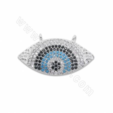 Laiton Micro Pave Cubic Zirconia Connector Eyes Taille15x26mm Trou 1mm Or/Platine/Or Rose/Noir canon plaqué×2Pièces
