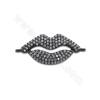 Brass Micro Pave Cubic Zirconia Connector Charms Lips Size 13x30mm Hole 1mm Gold/Platinum/Rose Gold/Gun Black Plated 4pcs/Pack
