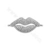 Brass Micro Pave Cubic Zirconia Connector Charms Lips Size 13x30mm Hole 1mm Gold/Platinum/Rose Gold/Gun Black Plated 4pcs/Pack