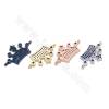 Brass Micro Pave CZ Connector Charms Crown Size 12x24mm Hole 1.2mm Gold/Platinum/Rose Gold/Gun Black Plated 6pcs/Pack