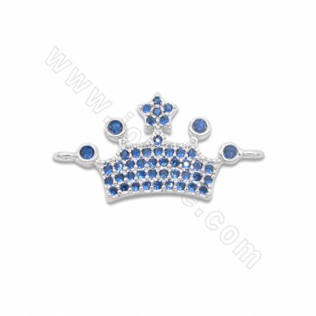 Brass Micro Pave CZ Connector Charms Crown Size 12x24mm Hole 1.2mm Gold/Platinum/Rose Gold/Gun Black Plated 6pcs/Pack
