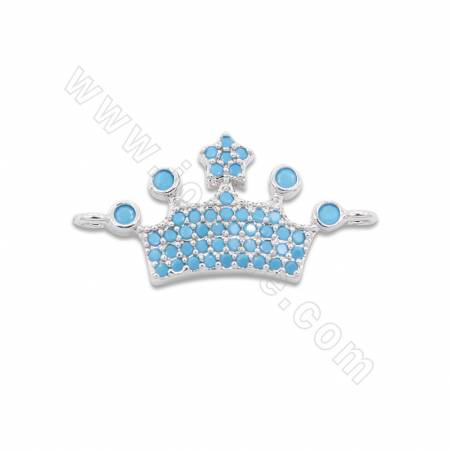 Brass Micro Pave Cubic Zirconia Connector Charms Crown Size 12x24mm Hole 1.2mm  Platinum/Gun Black Plating 4pcs/Pack