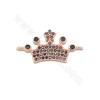 Brass Micro Pave Cubic Zirconia Connector Charms Crown Size 12x24mm Hole 1.2mm Platinum/ Rose Gold Plated 6pcs/Pack