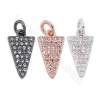 Brass Micro Pave Cubic Zirconia Pendant Triangle Size 8x14mm Hole 2mm  Platinum/Rose Gold/Gun Black Plated 10 Pieces/Pack