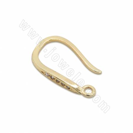 銅製品 耳鉤（鑲鋯石）尺寸2x17mm 針粗2mm 孔徑1mm 10個/包（鍍金色 白金 玫瑰金 槍黑色）