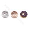 Laiton Micro Pave Cubic Zirconia Charms Round Diamètre 14mm Hole1.5mm Gold/ Platinum /Rose gold Plated×2Pieces