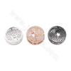Laiton Micro Pave Cubic Zirconia Charms Round Diameter 14mm Hole1.5mm /Platine/ Or rose/Noir canon plaqué ×6Pièces