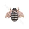Brass Micro Pave Cubic Zirconia Connector Charms Bee Size 21x15mm Hole1.5mm  Gold/Platinum /Rose Gold Plated 2pcs/Pack