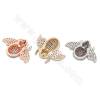 Brass Micro Pave Cubic Zirconia Connector Bee Size 21x15mm Hole1.5mm Gold/Platinum /Rose Gold Plated 2pcs/Pack
